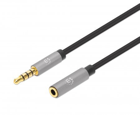 CABLE AUDIO ESTEREO, MANHATTAN, 356039, 3.5MM EXTEN. M-H 2.0M NEGRO/ALUMINIO PLATEADO CABLE AUDIO ESTEREO, MANHATTAN, 356039, 3.5MM EXTEN. M-H 2.0M NEGRO/ALUMINIO PLATEADO